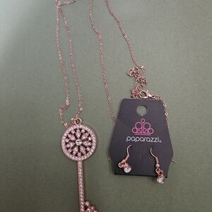 Paparazzi Rose Gold Key Jewelry Set